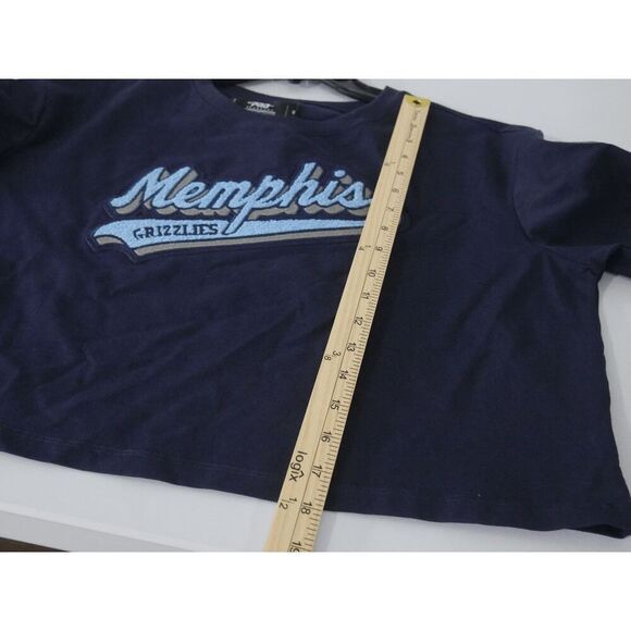 NBA MEMPHIS GRIZZLIES SCRIPT TAIL WOMEN'S SINGLE JERSEY BOXY TEE CROP TOP S - Picture 5 of 10